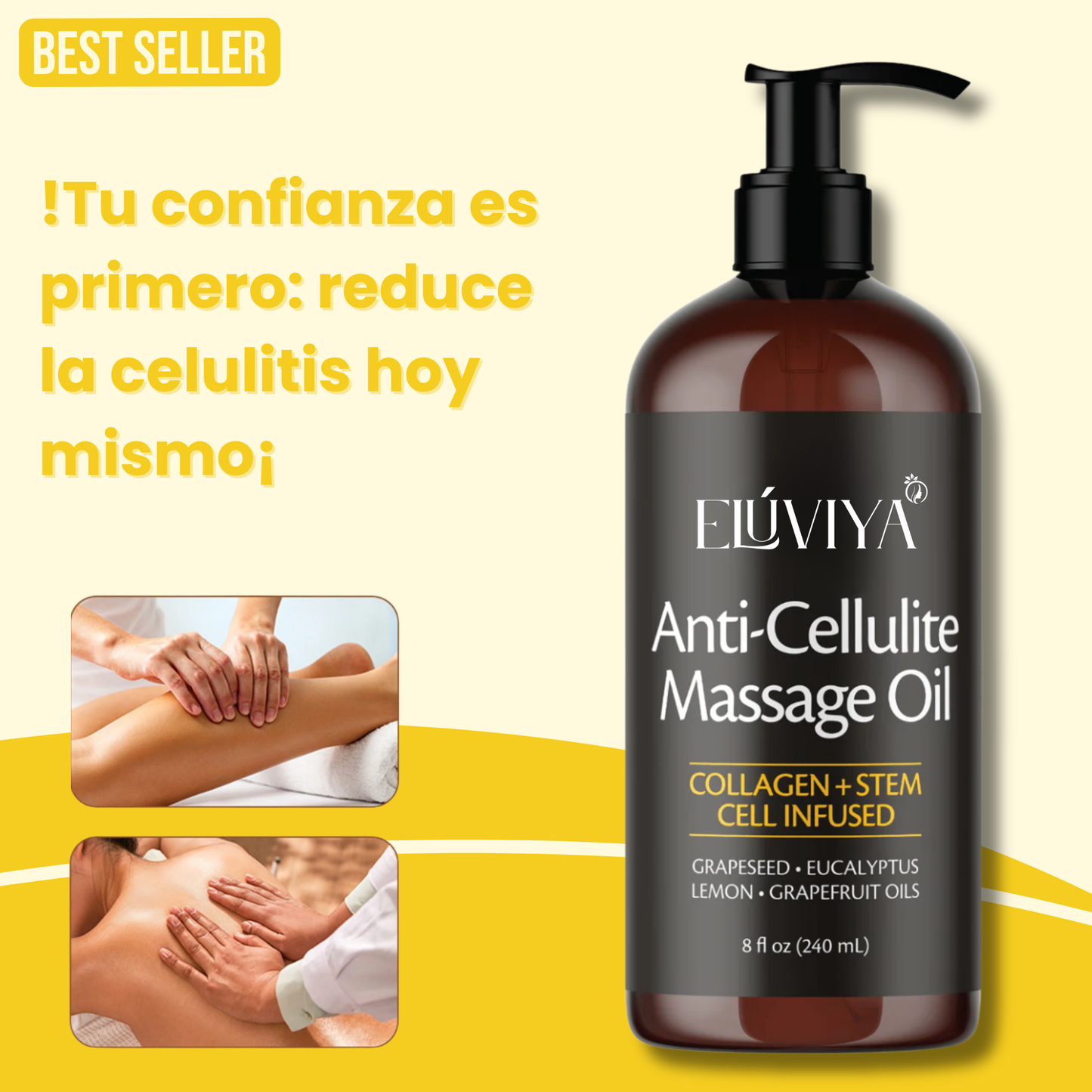 Elúviya® - Aceite Anticelulítico 240 ml: Piel Más Suave y Tonificada