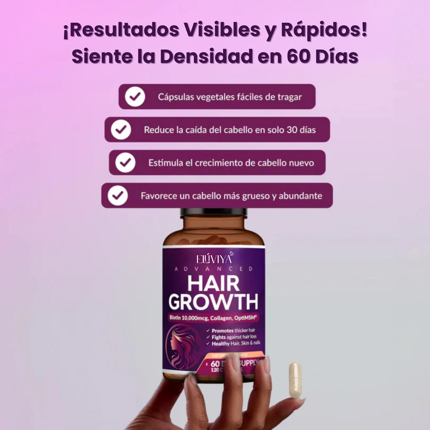 Elúviya® - Vitaminas Avanzadas para el Pelo - Resultados Reales para Cabello Fuerte y Abundante