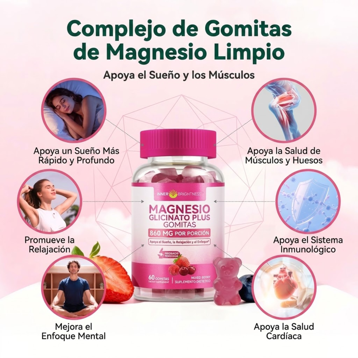 Elúviya® – Magnesio Glicinato en Gomitas – Insomnio y Estrés | Sueño Profundo