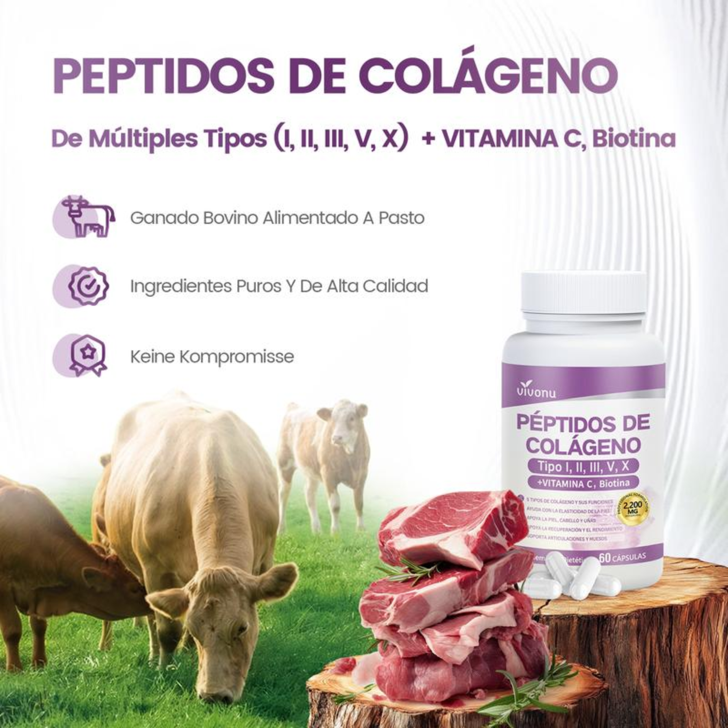Elúviya® – Colágeno 5 en 1 | Cabello Fuerte, Piel Firme y Uñas Resistentes