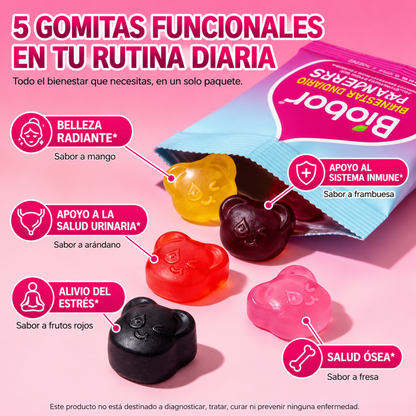 Gomitas 5 en 1 para Mujer| Energía, Estrés, Belleza y Bienestar