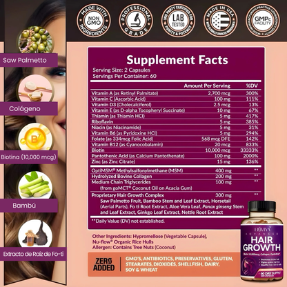 Elúviya® - Vitaminas Avanzadas para el Pelo - Resultados Reales para Cabello Fuerte y Abundante