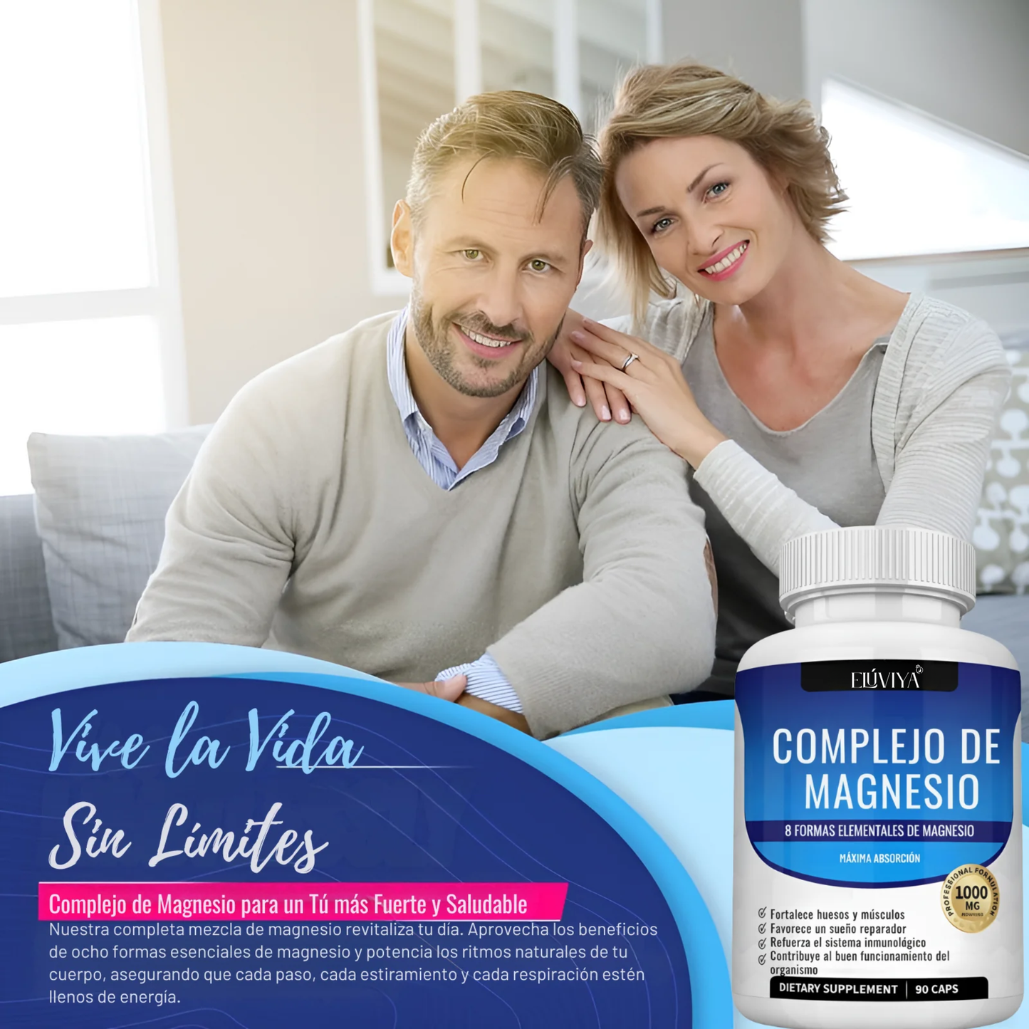 Elúviya® – Magnesio Complex para Relajación, Bienestar y Deshinchazón 90 Capsulas