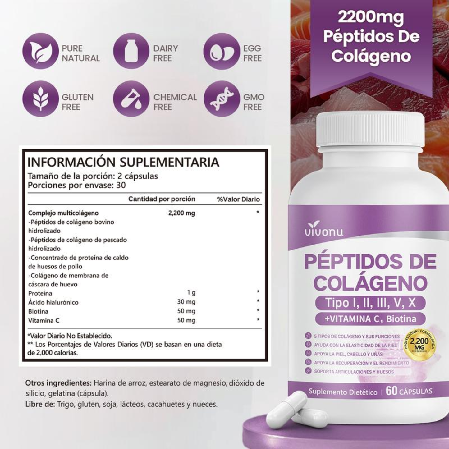 Elúviya® – Colágeno 5 en 1 | Cabello Fuerte, Piel Firme y Uñas Resistentes
