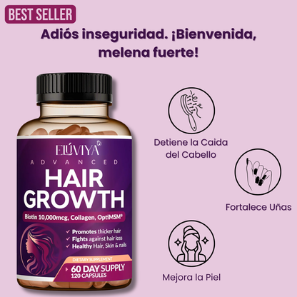 Elúviya® - Vitaminas Avanzadas para el Pelo - Resultados Reales para Cabello Fuerte y Abundante